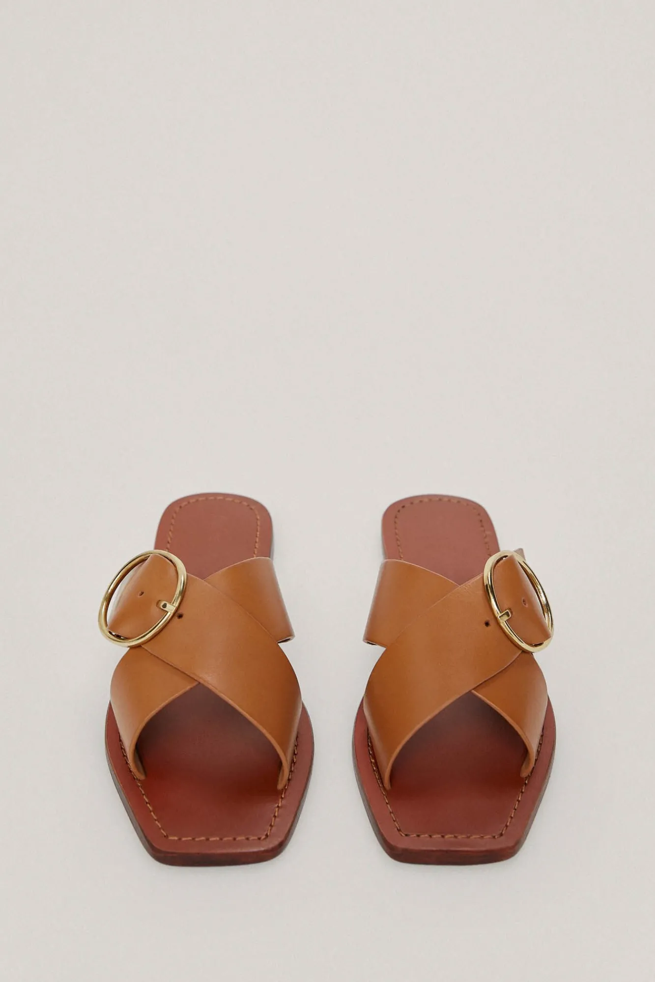 Sandalia Plana De Piel Con Hebilla^Pedro del Hierro Shop