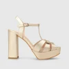 Sandalias Con Plataforma En Piel Dorada^Lodi Fashion