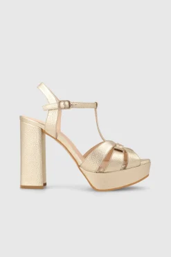 Sandalias Con Plataforma En Piel Dorada^Lodi Fashion