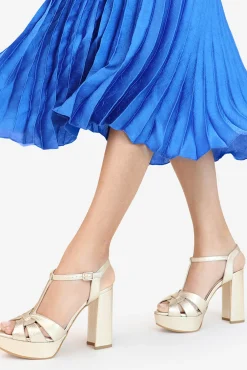 Sandalias Con Plataforma En Piel Dorada^Lodi Fashion