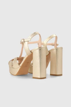 Sandalias Con Plataforma En Piel Dorada^Lodi Fashion