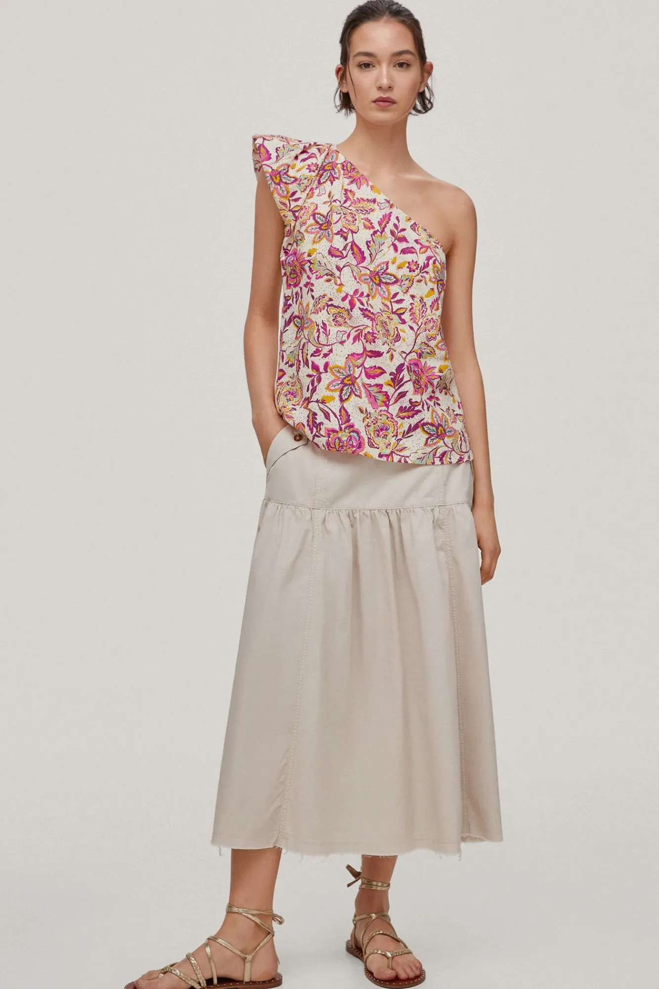 Top Estampado Asimetrico Hombro Abullonado^Pedro del Hierro Online