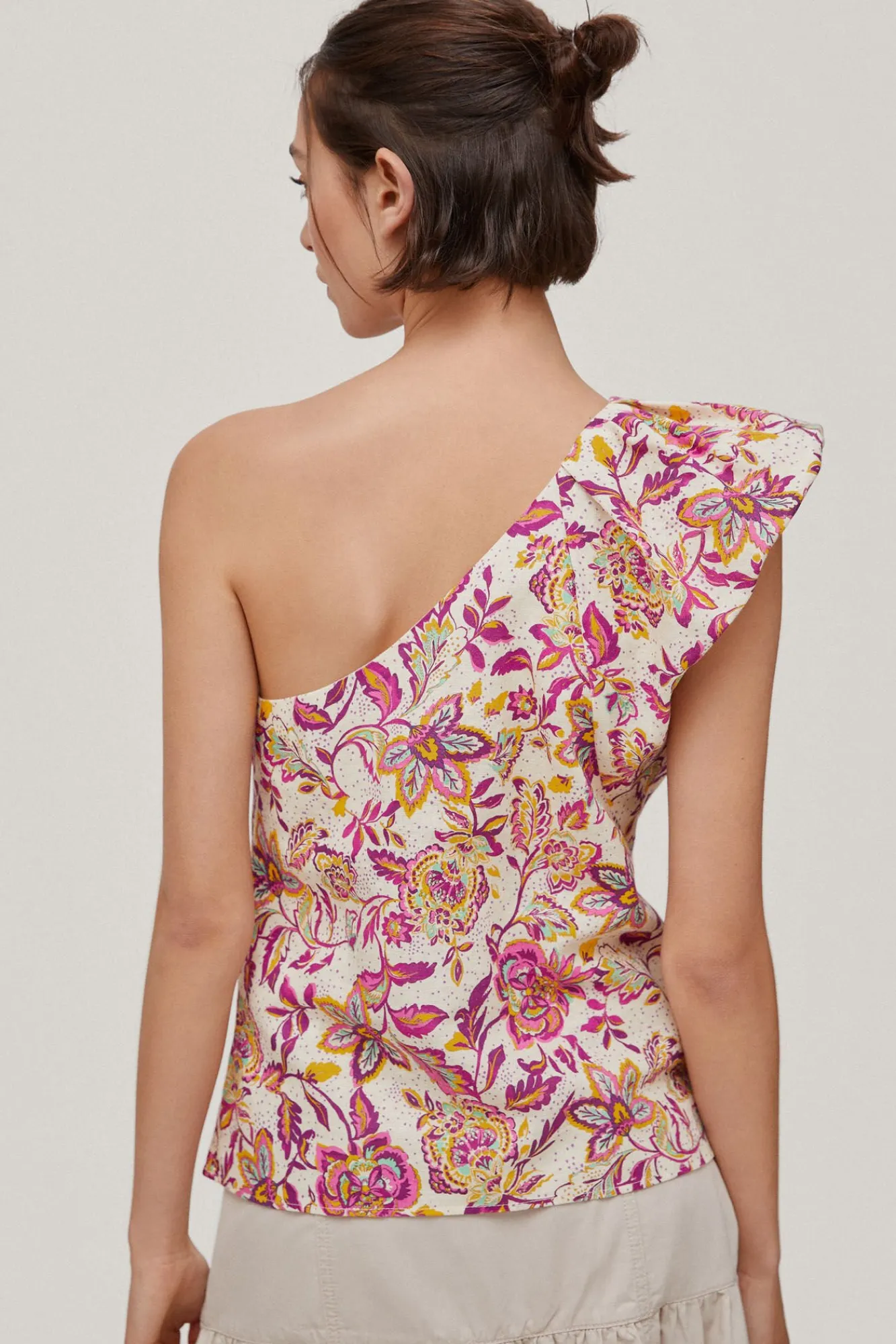 Top Estampado Asimetrico Hombro Abullonado^Pedro del Hierro Online