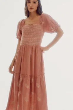 Vestido Bordado Manga Corta^Slowlove Outlet