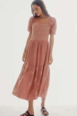 Vestido Bordado Manga Corta^Slowlove Outlet