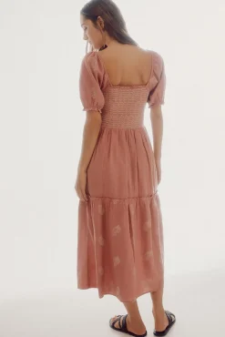 Vestido Bordado Manga Corta^Slowlove Outlet