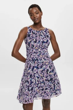 Vestido Corto De Gasa Con Cintura Fruncida^Esprit Shop
