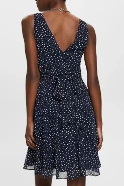 Vestido Corto De Gasa Con Cintura Fruncida^Esprit New