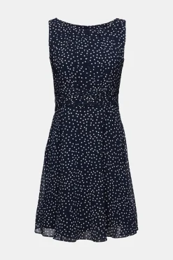 Vestido Corto De Gasa Con Cintura Fruncida^Esprit New