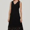 Vestido De Tirantes Tipo Crochet Cuello Pico Y Largo Midi Falda Evase^Pedro del Hierro Discount