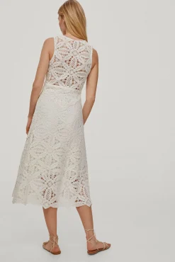 Vestido De Tirantes Tipo Crochet Cuello Pico Y Largo Midi Falda Evase^Pedro del Hierro Flash Sale