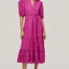Vestido Largo Con Detalle De Tejido Florar Perforado En Mangas Y Bajo.^Pedro del Hierro Outlet