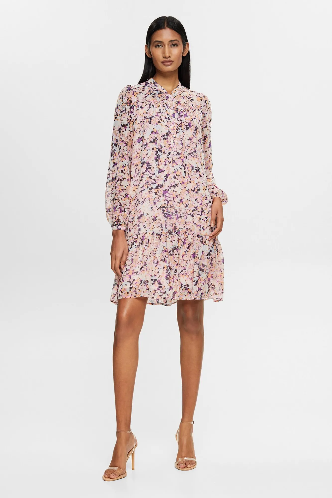 Vestido Midi Estampado Floral Volantes^Esprit Cheap