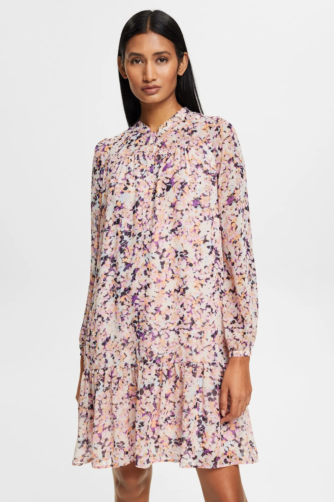 Vestido Midi Estampado Floral Volantes^Esprit Cheap