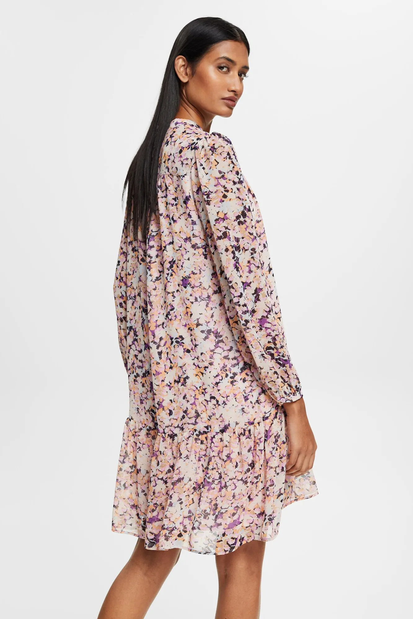 Vestido Midi Estampado Floral Volantes^Esprit Cheap