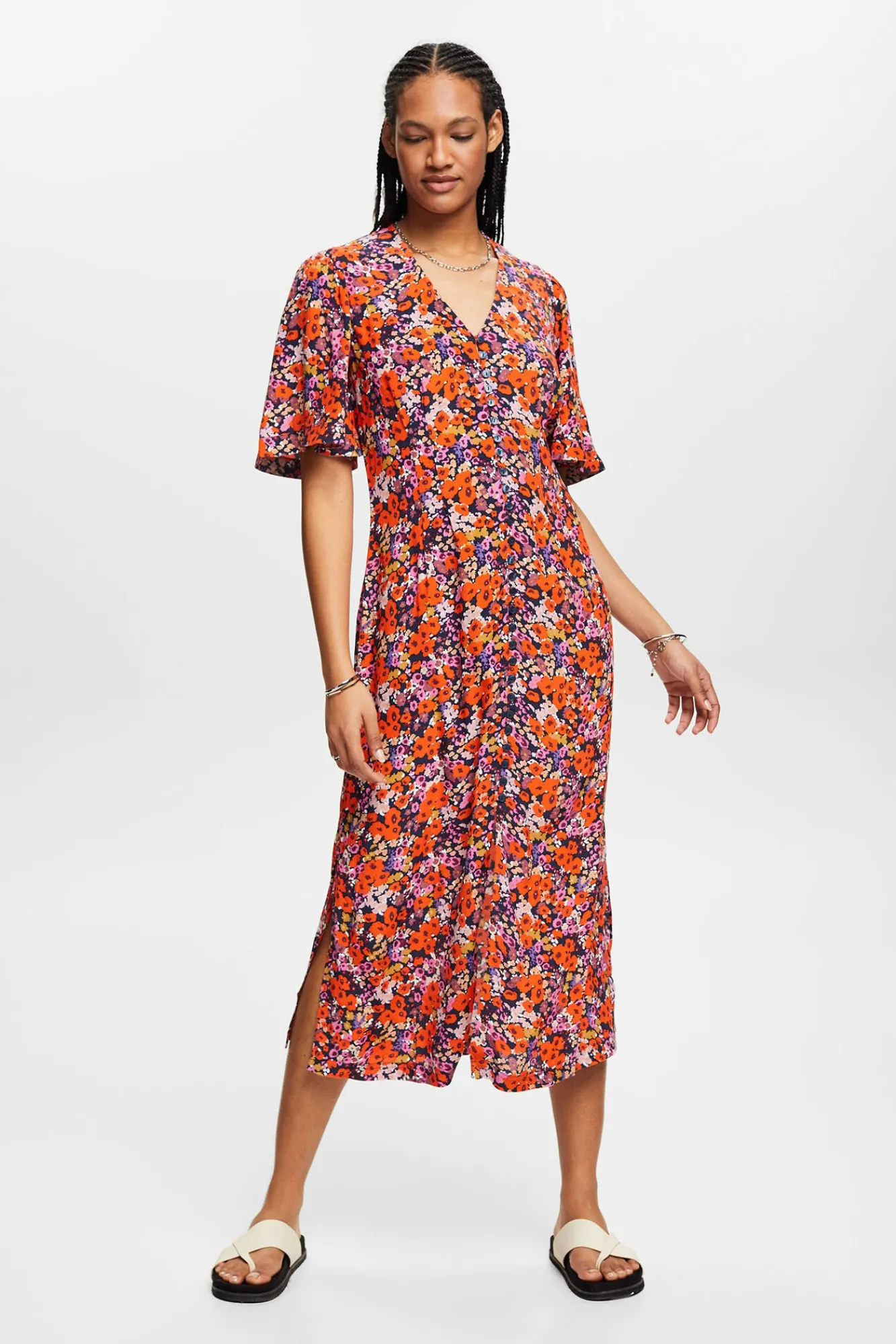 Vestido Midi Multicolor Flores^Esprit New