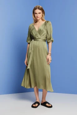 Vestido Midi Satinado Manga 3/4^Esprit Shop