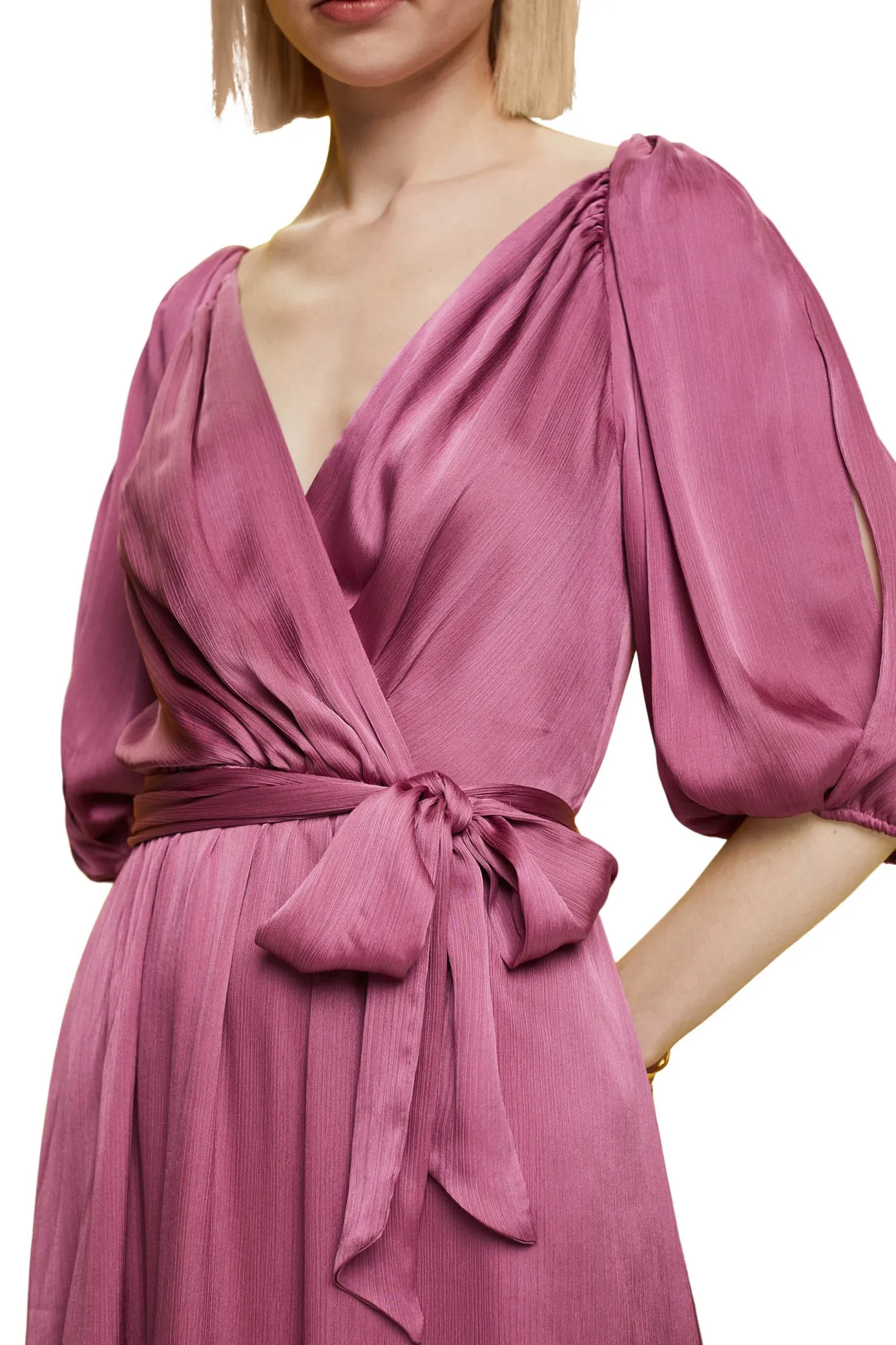 Vestido Midi Satinado Manga 3/4^Esprit Cheap