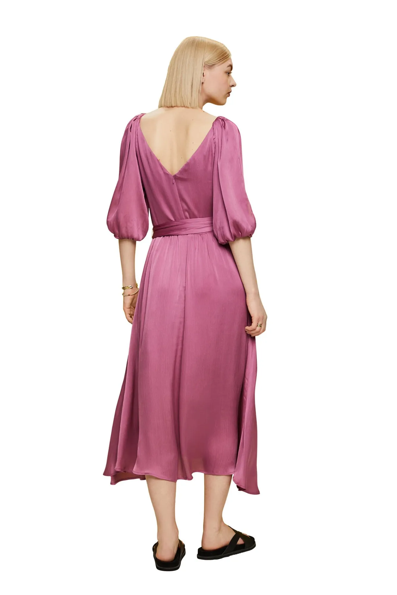 Vestido Midi Satinado Manga 3/4^Esprit Cheap