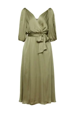 Vestido Midi Satinado Manga 3/4^Esprit Shop