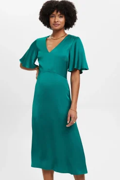 Vestido Midi Satinado Viscosa^Esprit New
