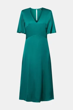Vestido Midi Satinado Viscosa^Esprit New