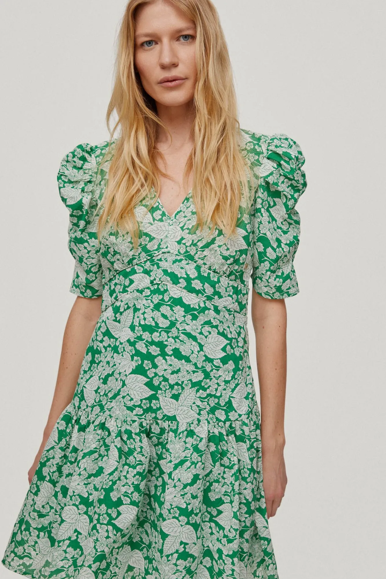 Vestido Mini Estampado Floral Manga Frunces.^Pedro del Hierro Cheap
