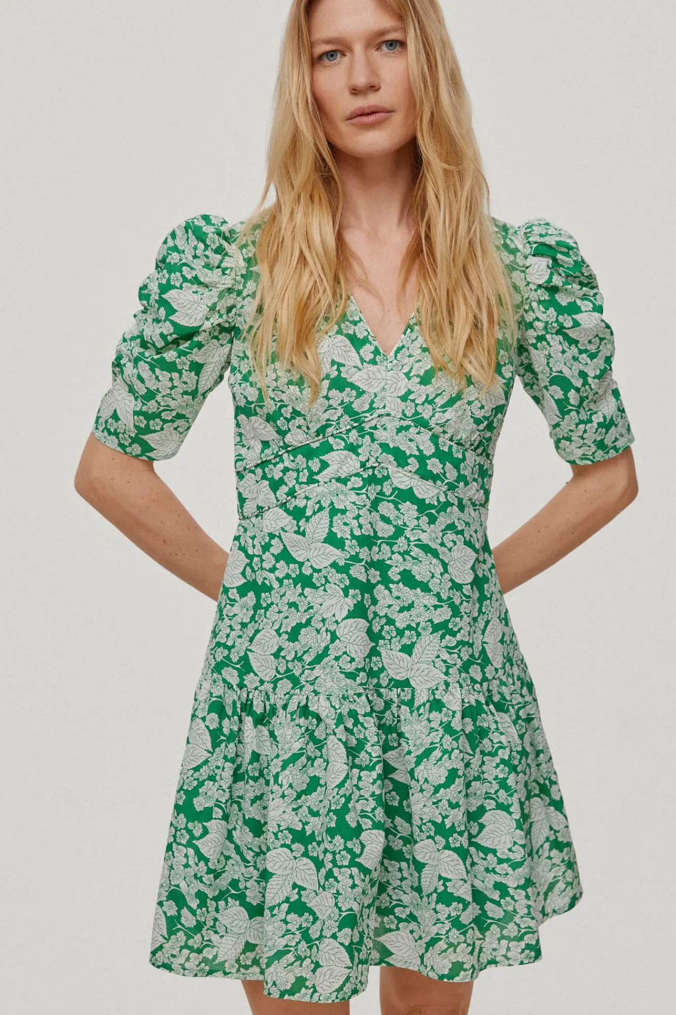 Vestido Mini Estampado Floral Manga Frunces.^Pedro del Hierro Cheap