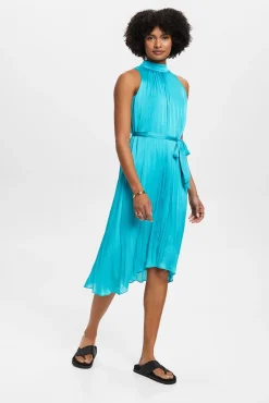 Vestido Satinado Midi Plisado Sin Mangas^Esprit Flash Sale