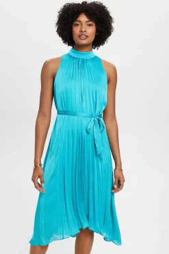 Vestido Satinado Midi Plisado Sin Mangas^Esprit Flash Sale