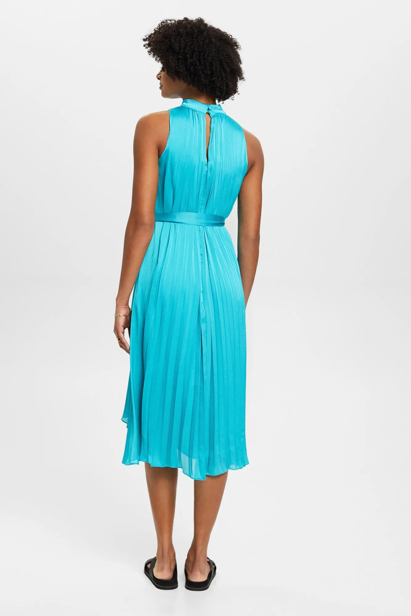 Vestido Satinado Midi Plisado Sin Mangas^Esprit Flash Sale